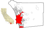 San Diego County California Incorporated and Unincorporated areas San Diego Highlighted